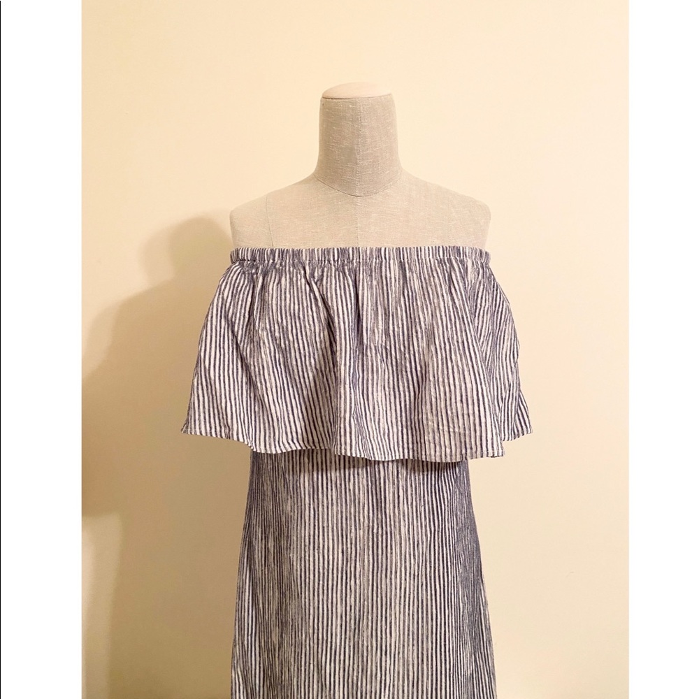 J.Crew Striped Off-The-Shoulder Dress